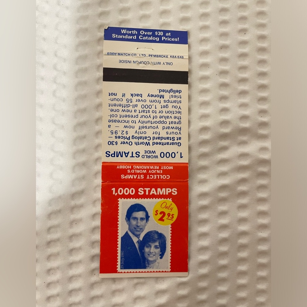 Matchbook Royals Charles Diana Matchbox